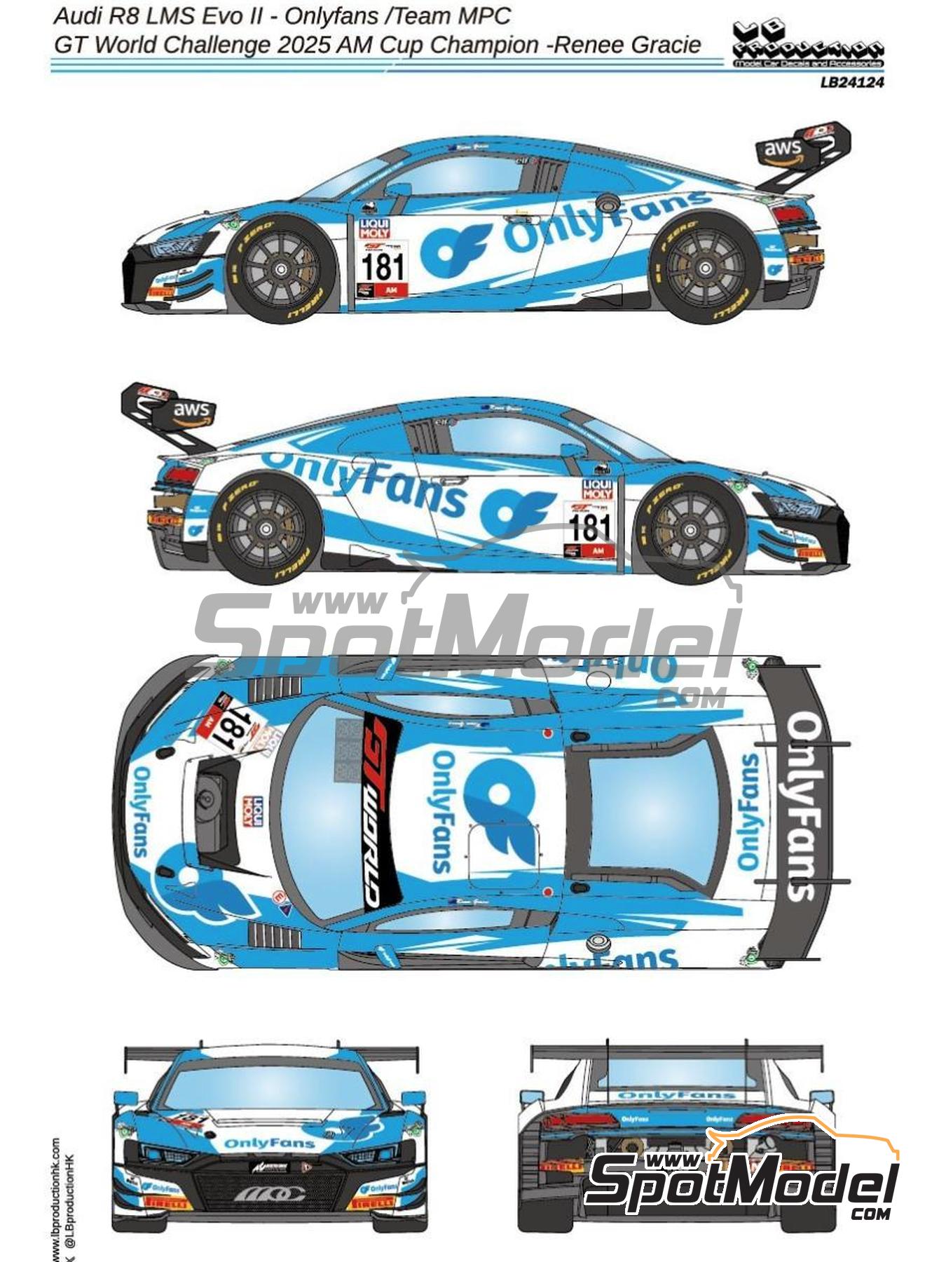 LB Production LB24124: Marking / livery 1/24 scale - Audi R8 LMS